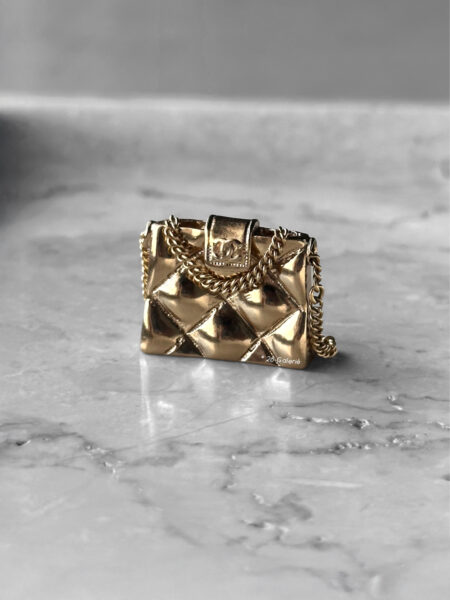 Chanel Gold CC Quilted Bag Pin Brooch