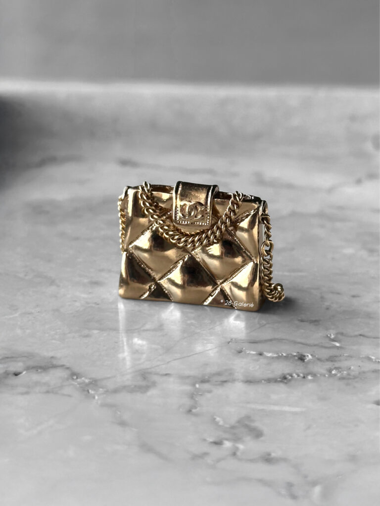 Chanel Gold CC Quilted Bag Pin Brooch
