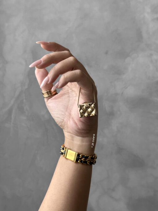 Chanel Gold CC Quilted Bag Pin Brooch