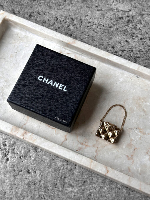 Chanel Gold CC Quilted Bag Pin Brooch