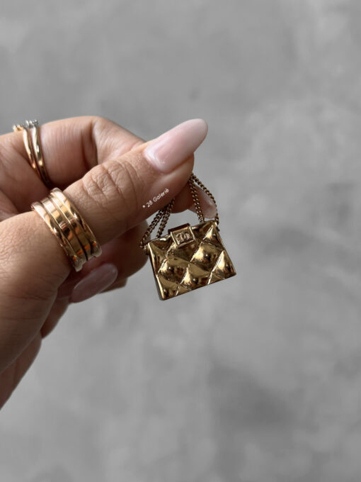 Chanel Gold CC Quilted Bag Pin Brooch