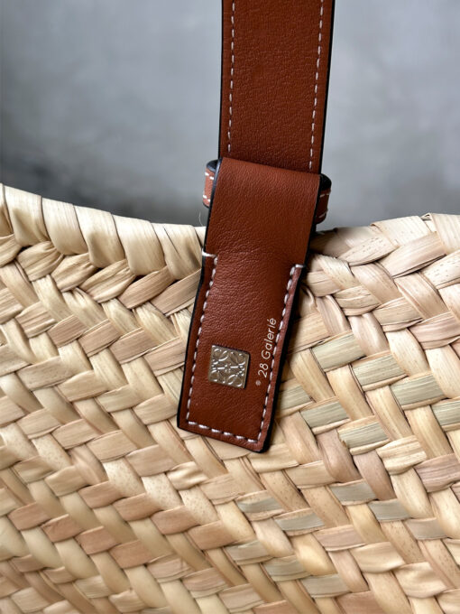 Loewe Natural/Tan Large Basket bag in palm leaf and calfskin