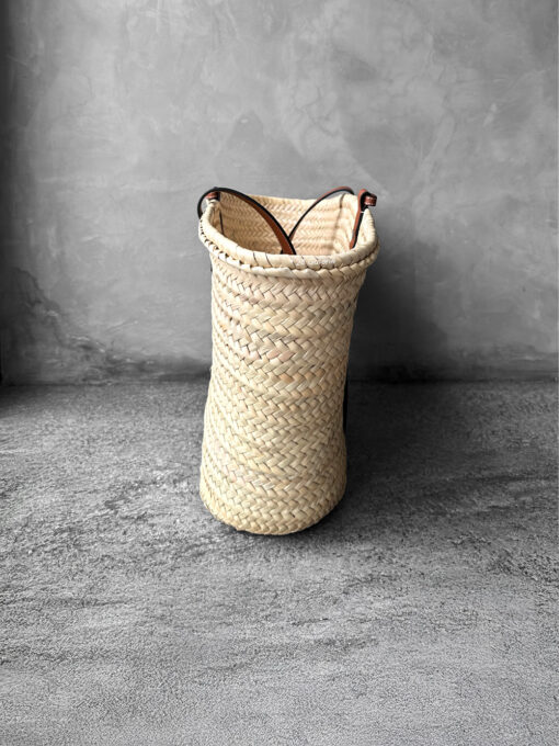 Loewe Natural/Tan Large Basket bag in palm leaf and calfskin