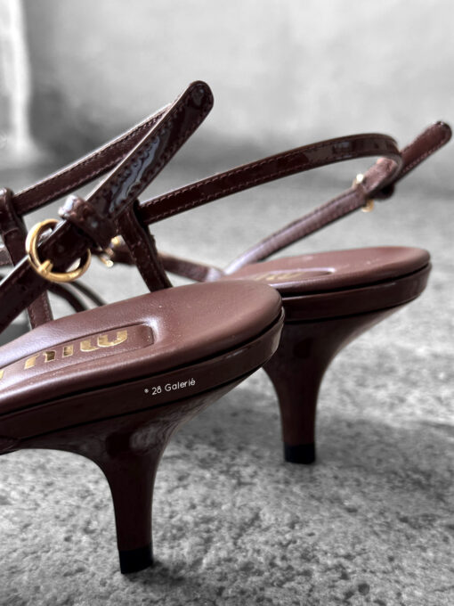 Miu miu Palissandro Vernice Strappy Leather Slingback Sandals size36
