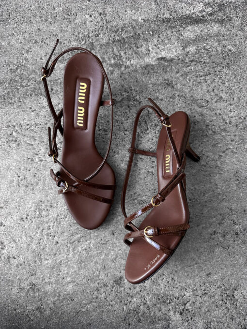 Miu miu Palissandro Vernice Strappy Leather Slingback Sandals size36
