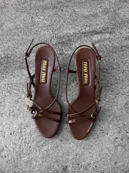 Miu miu Palissandro Vernice Strappy Leather Slingback Sandals size36