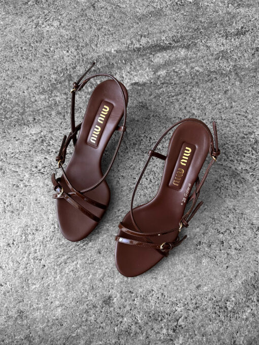 Miu miu Palissandro Vernice Strappy Leather Slingback Sandals size36