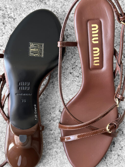 Miu miu Palissandro Vernice Strappy Leather Slingback Sandals size36