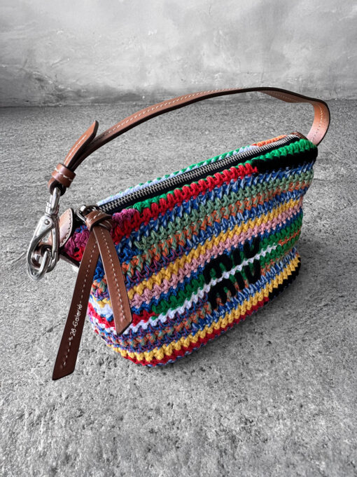 Miumiu Multicolor Crochet Pouch Silver Hardware