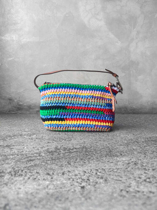 Miumiu Multicolor Crochet Pouch Silver Hardware