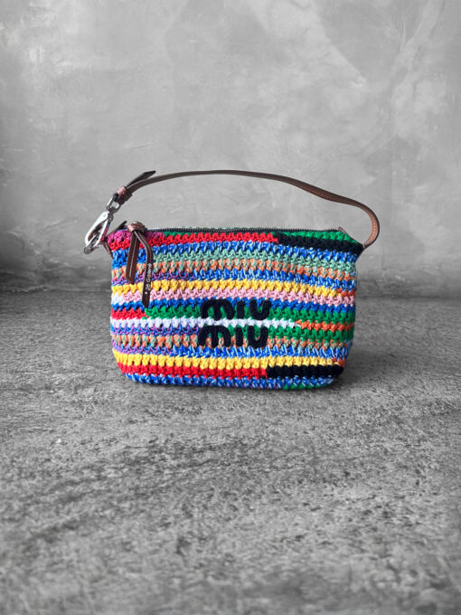 Miumiu Multicolor Crochet Pouch Silver Hardware