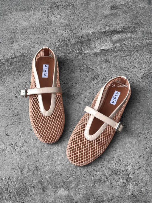 Alaia Nude Fishnet Ballerina Flats size 37