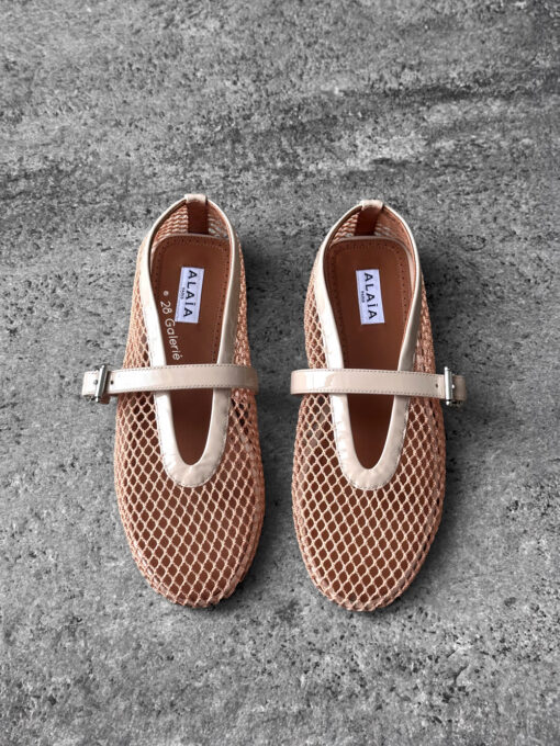 Alaia Nude Fishnet Ballerina Flats size 37