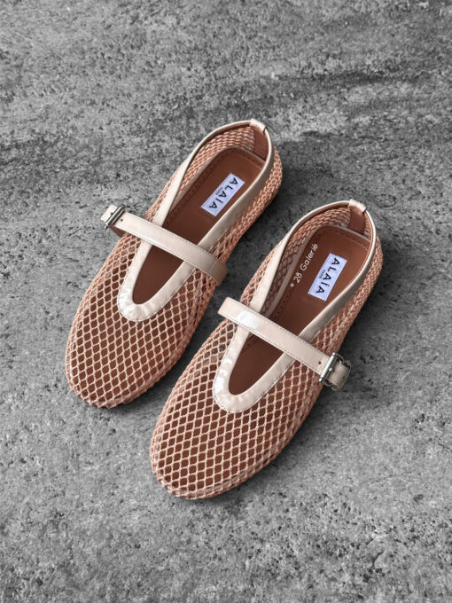 Alaia Nude Fishnet Ballerina Flats size 37