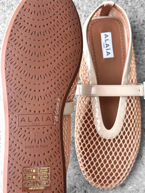 Alaia Nude Fishnet Ballerina Flats size 37