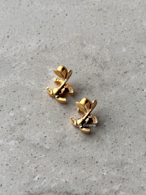 CHANEL VINTAGE GOLD PLATED INTERLOCKING CC EARRINGS