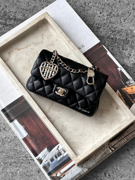 Chanel Black 2024/25 Metiers D'art Classic mini bag with hook lambskin And Gold Tone Hardware