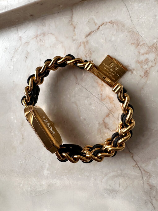 Chanel Premiere M Vintage Gold Plated and Black Leather Watch