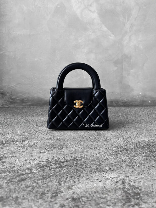 Chanel Small Kelly Shopping Bag in Black Shiny Calfskin and Gold Hardware