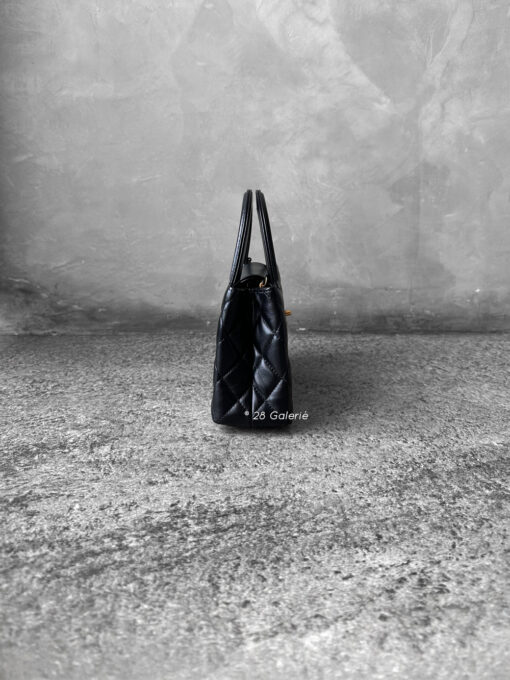 Chanel Small Kelly Shopping Bag in Black Shiny Calfskin and Gold Hardware