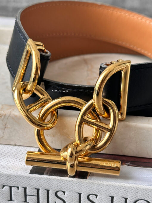 Hermes Chain D'ancre leather Belt Gold Hardware size 65
