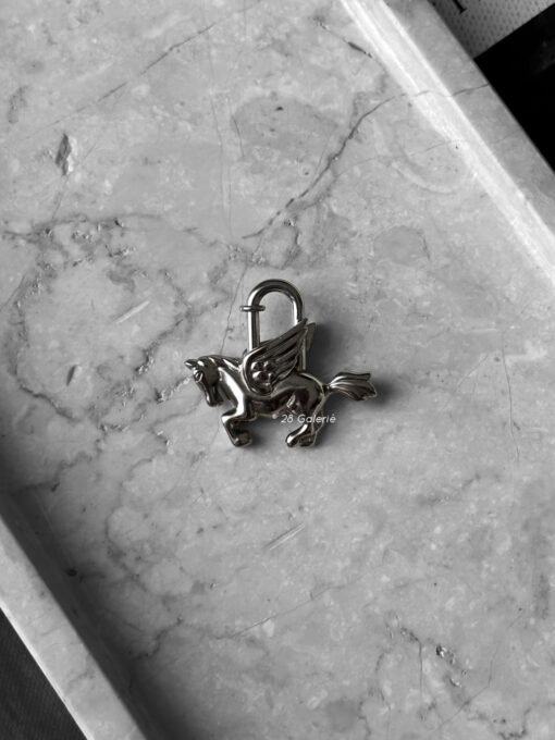 Hermes Le Cheval Pegasus Cadena Lock in Silver Hardware