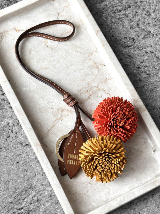 Miumiu Cognac/Orange Leather Trick Bag Charm