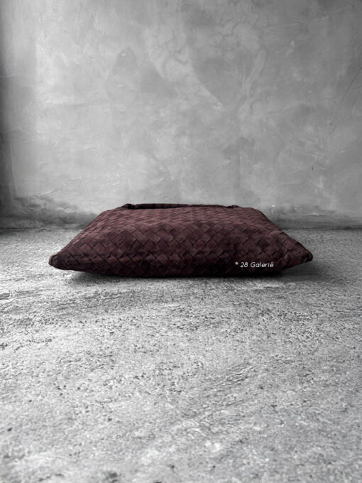 Bottega Veneta Small Brown Hop Hobo Bag in signature Intrecciato suede. A soft, timeless design that combines luxury craftsmanship with everyday elegance.