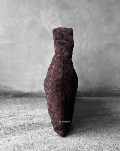 Bottega Veneta Small Brown Hop Hobo Bag in signature Intrecciato suede. A soft, timeless design that combines luxury craftsmanship with everyday elegance.