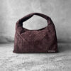 Bottega Veneta Small Brown Hop Hobo Bag in signature Intrecciato suede. A soft, timeless design that combines luxury craftsmanship with everyday elegance.