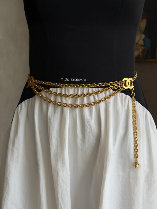 Chanel Coco Mark Vintage Gold Plated Chain Belt