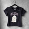 Ganni Small Black Basic Cotton Jersey Poodle Tee, crafted from soft cotton with a playful poodle graphic for casual, everyday style.