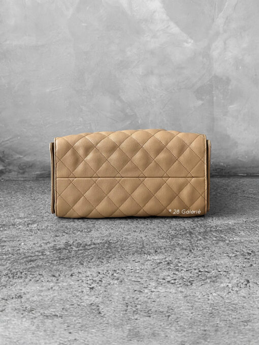 Small Dark Beige C25 Quilted Caviar and Aged Gold Tone Hardware