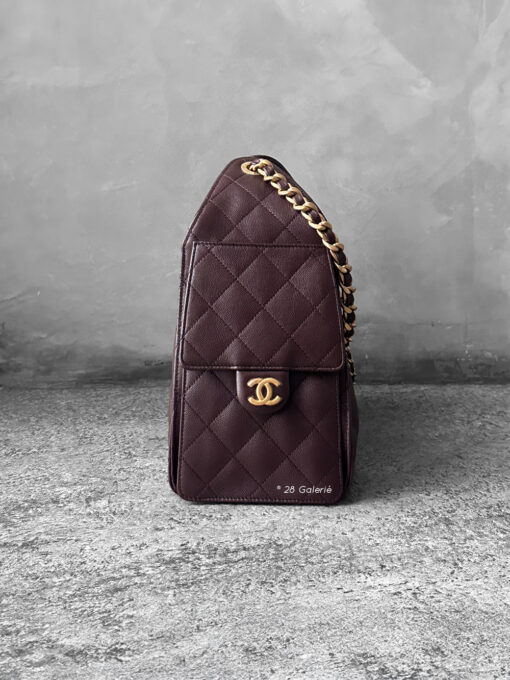 Small Dark Brown C25 Quilted Caviar and Aged Gold Tone Hardware