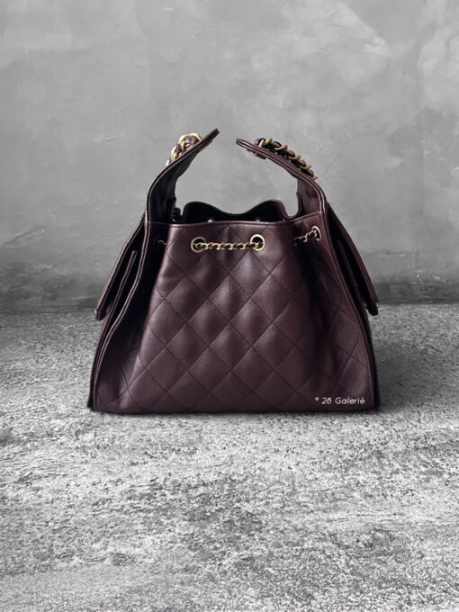 Small Dark Brown C25 Quilted Caviar and Aged Gold Tone Hardware