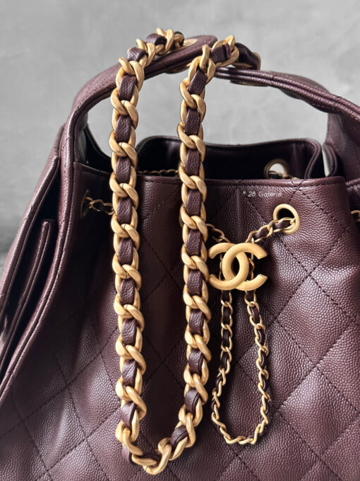 Small Dark Brown C25 Quilted Caviar and Aged Gold Tone Hardware