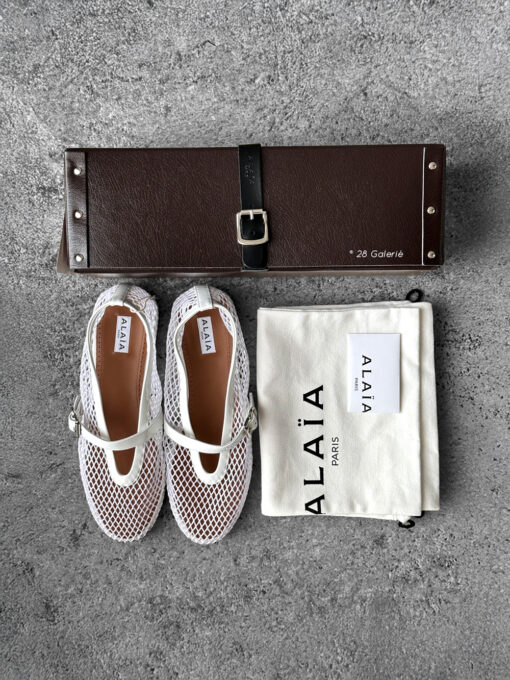 Alaïa White Mesh Ballet Flats, size 40 EU. A chic and breathable design combining elegance with everyday comfort.