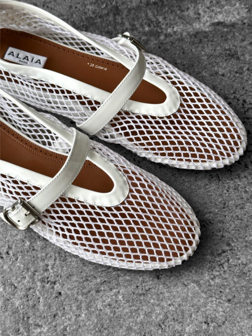 Alaïa White Mesh Ballet Flats, size 40 EU. A chic and breathable design combining elegance with everyday comfort.