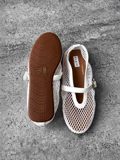 Alaïa White Mesh Ballet Flats, size 40 EU. A chic and breathable design combining elegance with everyday comfort.