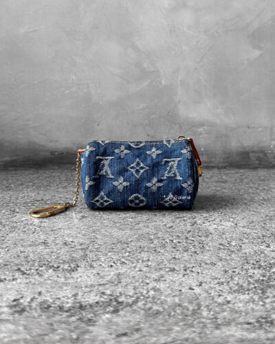 Louis Vuitton Blue Monogram Denim & Vachetta Leather Vintage Key Holder
