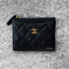Chanel Black Zippy Card Holder Quilted Caviar and Gold Hardware