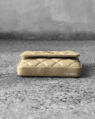 Chanel Light Green Enamel Coco Hearts Clutch with Chain Lambskin Leather and Gold Hardware