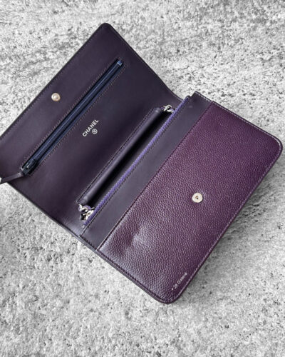 Chanel Purple Wallet on Chain Caviar Leather and Silver Hardware