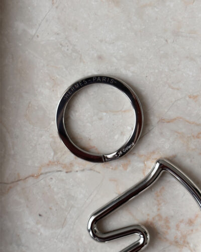 Hermes Cheval Key Ring in Silver Metal