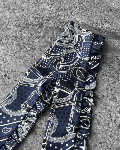 Hermes Eperon d'Or Bandana Twilly - Marine fonce Noir Blanc