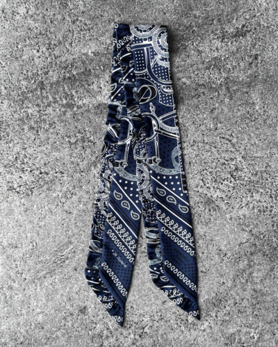 Hermes Eperon d'Or Bandana Twilly - Marine fonce Noir Blanc
