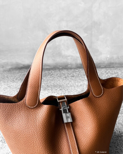 Hermes Gold Picotin Lock 22 Clemence Leather and Palladium Hardware