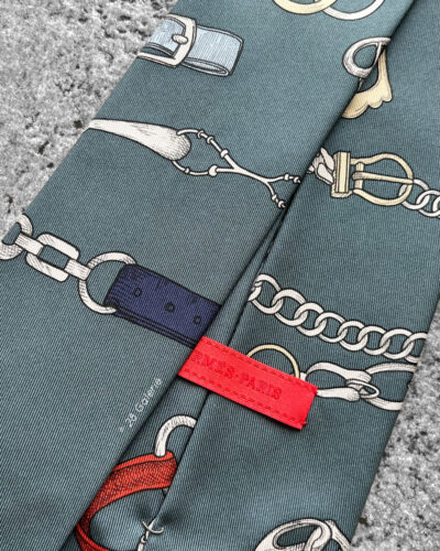 Hermes Les Chevaux Dechaines Tie - Ardoise CLair Corail Gris