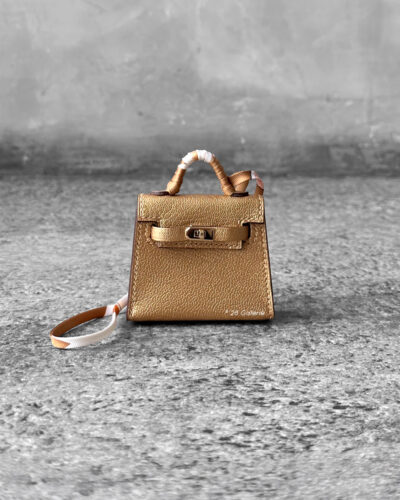 Hermes Mini kelly Twilly Bag Charm Dore Chevre Permabrass Hardware