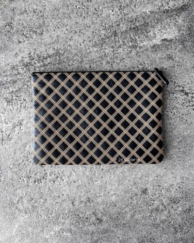 Chanel Black Beige O-Zippy Large Pouch Calfskin Double Stitch and Gold Hardware